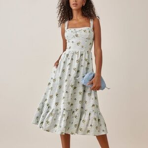 Reformation Maegan Linen Midi Dress in Al Fresco (size: 8) NWOT